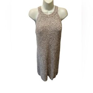 Madewell High Neck Sweater Tank Dress Sz M Heather Gray Sleeveless 100% Cotton